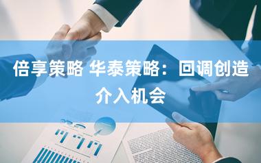 倍享策略 华泰策略：回调创造介入机会
