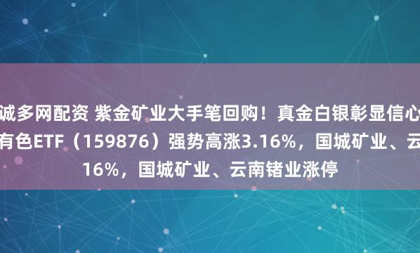 诚多网配资 紫金矿业大手笔回购！真金白银彰显信心！华宝基金有色ETF（159876）强势高涨3.16%，国城矿业、云南锗业涨停