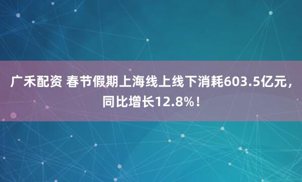 广禾配资 春节假期上海线上线下消耗603.5亿元,同比增长12.8%!